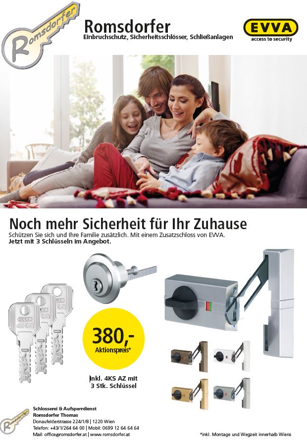 EVVA Aktionspreis 380,- inkl. 4KS AZ mit 3 Stk. Schlüssel